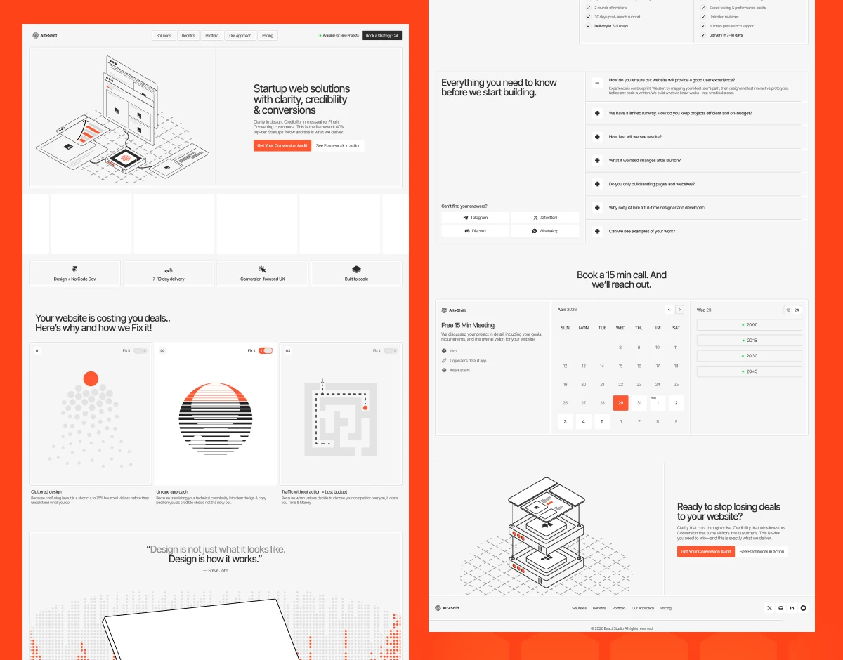 Portfolio page with a stacked grid of project screenshots.